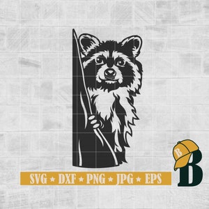 Peeking Raccoon SVG PNG, funny animal SVG Files for Cricut, woodland clipart, Racoon Cut file, racoon png, Printable, Clipart Png Dxf Eps