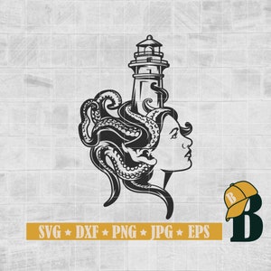 Octopus Woman SVG PNG, Tentacles SVG, Ocean Sea Monster Vinyl Decal, Cricut & Silhouette, Sublimation Designs, Png Dxf Eps