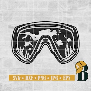Scuba Diver Mask SVG, Freediving SVG, Diving SVG, Dive Underwater Ocean Sea, Cutting File Cuttable Clipart Vector Digital Dxf Png Eps Ai