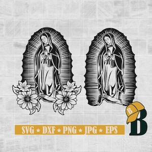 Virgen de Guadalupe SVG PNG, Virgen María Svg, Madre María Svg, Señora de Guadalupe, Virgen de México, Descarga instantánea, Png Dxf Jpg Eps