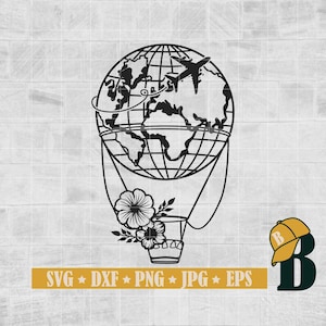 Airplane Heart Svg, Heart Plane Svg, Suitcase svg, Love Airplane, suitcase svg, Heart worls svg, World trip svg, Balloon trip svg, Png Eps