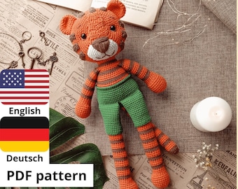 Crochet Amigurumi Tiger Pattern: Stuffed Animal DIY (PDF ENGLISH Deutsch)