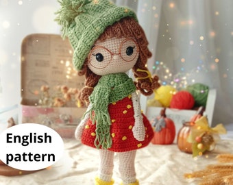 Crochet Autumn Doll Amigurumi Pattern: DIY Doll with Dress (PDF English)
