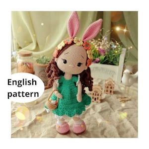 Easter Crochet Amigurumi pattern Bunny Doll PDF English pattern Easter gift decor Easter amigurumi toy Easter doll Bunny