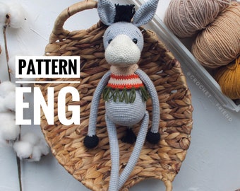 Amigurumi crochet pattern donkey PDF English pattern donkey