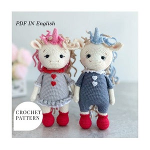 Unicorn crochet PATTERN crochet animal pattern PDF in English crochet pattern unicorn in a dress unicorn boy