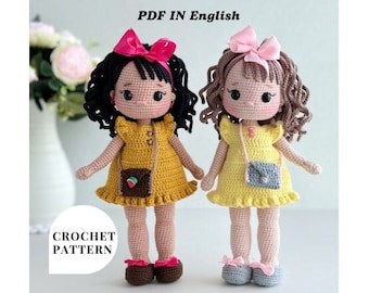 Crochet doll PATTERN PDF in English crochet pattern amigurumi doll stuffed doll pattern amigurumi toy pattern doll in a dress doll in shoes
