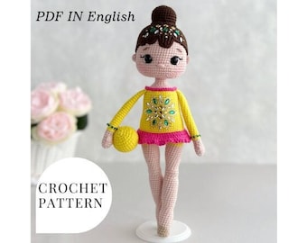 Gymnast Amigurumi Doll Crochet Pattern Сrochet pattern doll amigurumi toy pattern Gymnast Doll PDF in English