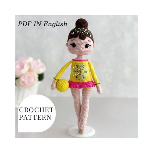 Gymnast Amigurumi Doll Crochet Pattern Сrochet pattern doll amigurumi toy pattern Gymnast Doll PDF in English