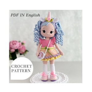 Сrochet pattern doll amigurumi toy pattern Doll in a dress Doll in jumpsuit PDF in English Doll with a bag