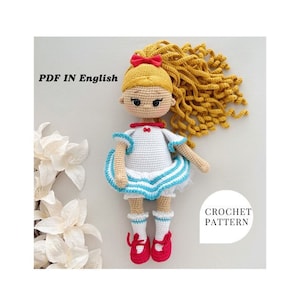 Gehaakte pop PATROON matroos pop PDF in het Engels haakpatroon amigurumi pop gevulde pop patroon amigurumi speelgoed patroon pop in een jurk