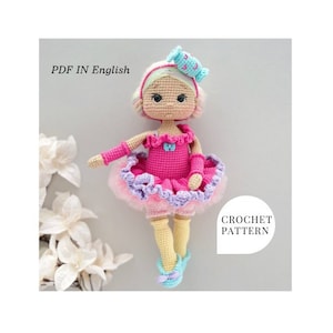 Crochet doll PATTERN amigurumi candy crochet  doll pattern PDF in English doll with a headband doll in a dress