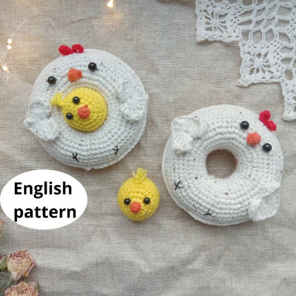 Easter Crochet Amigurumi pattern Donut Hen Chicken PDF ENGLISH pattern Amigurumi Food Pattern Easter Gifts Easter Decor Easter Diy