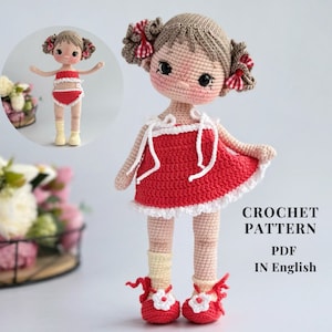 Crochet doll PATTERN PDF in English crochet pattern amigurumi doll stuffed doll pattern amigurumi toy  doll in a doll in a sundress doll