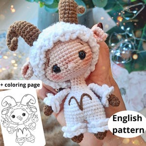 Сrochet amigurumi pattern Aries Zodiac signs Horoscope PDF English BONUS coloring page JPG doll diy crochet doll pattern Horoscope pattern