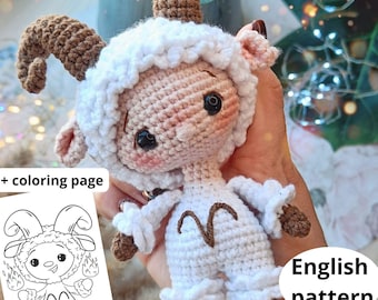 Patrón de crochet Aries Amigurumi: Muñeca del Horóscopo del Zodiaco (Patrón PDF ENG) página para colorear adicional