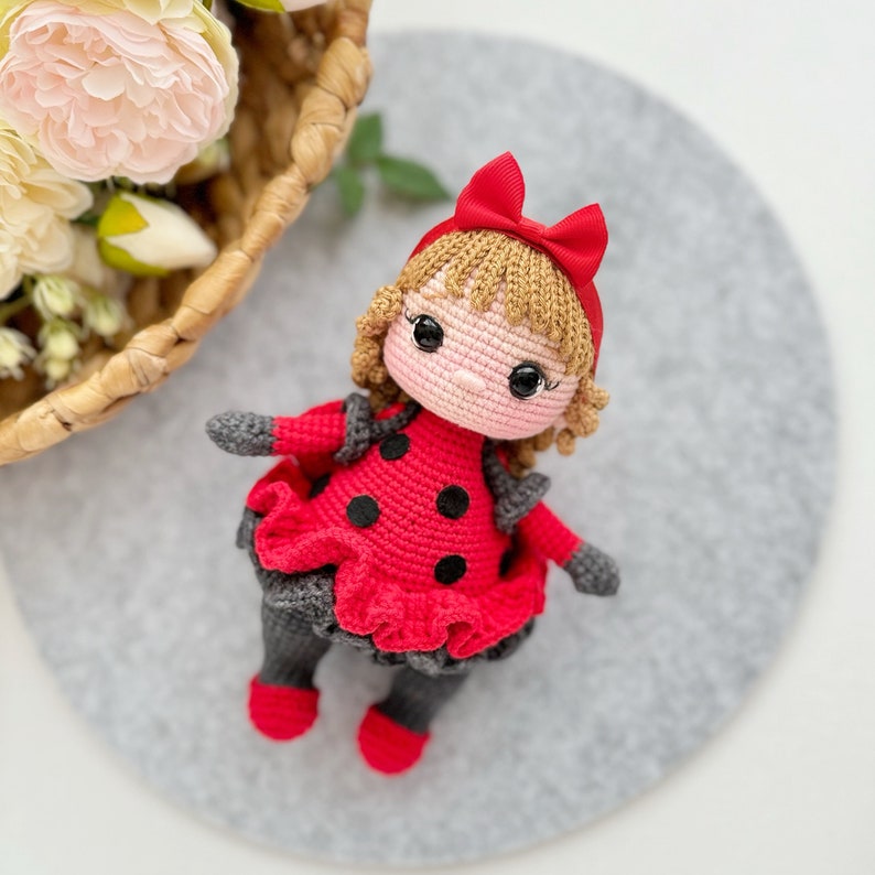 Ladybug PATTERN PDF in English crochet pattern amigurumi doll stuffed doll pattern amigurumi toy little doll ladybug Insect patterns zdjęcie 5