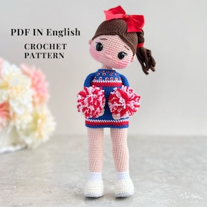 Pattern of a crochet doll PDF in English pattern cheerleader doll pattern of a crochet doll amigurumi pattern of a soft doll amigurumi
