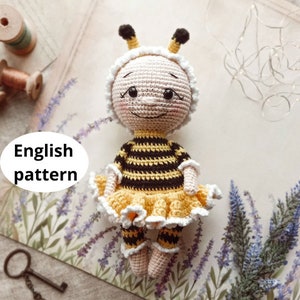 Crochet amigurumi pattern doll Bee PDF ENGLISH pattern Crochet Bee crochet top pattern doll diy crochet doll pattern amigurumi doll