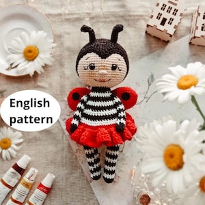 Crochet amigurumi pattern doll ladybug PDF ENGLISH pattern Crochet ladybug crochet top pattern doll diy crochet doll pattern amigurumi doll