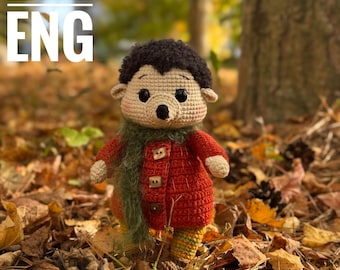Crochet Hedgehog PDF Pattern: Amigurumi in Plaid Coat (ENG)