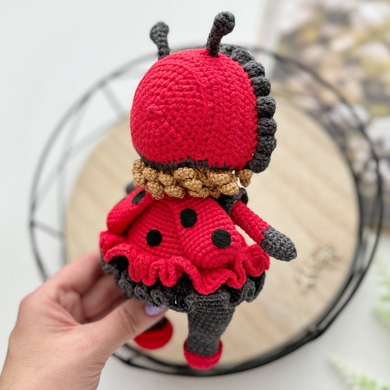 Ladybug PATTERN PDF in English crochet pattern amigurumi doll stuffed doll pattern amigurumi toy little doll ladybug Insect patterns zdjęcie 3