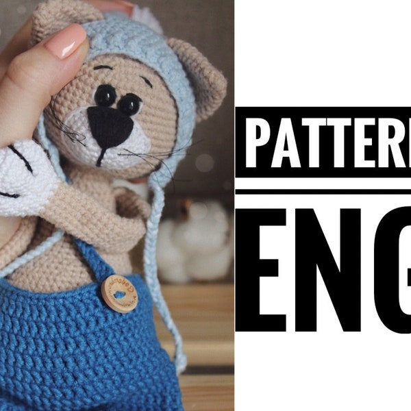 Crochet amigurumi pattern cat in hat PDF ENGLISH pattern Crochet cat crochet animal crochet cat pattern amigurumi cat cute cat