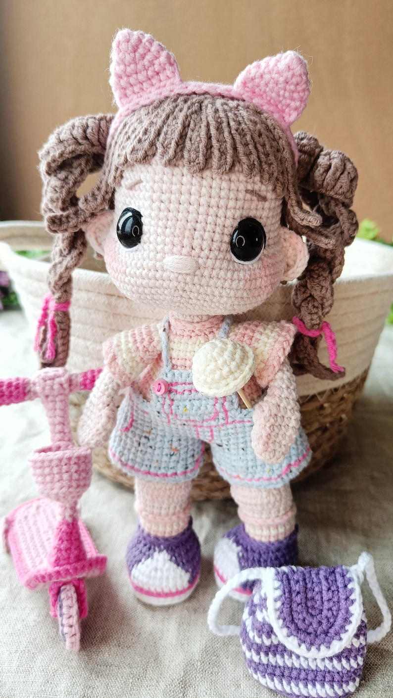 Сrochet amigurumi pattern Baby Doll Scooter Backpack Lollipop PDF English pattern doll diy crochet doll pattern amigurumi doll zdjęcie 9