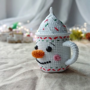 Christmas Crochet Amigurumi pattern Set 5 in 1 Mugs Snowman Gingerbread Penguin Reindeer PDF English pattern Christmas gift decor toy image 6