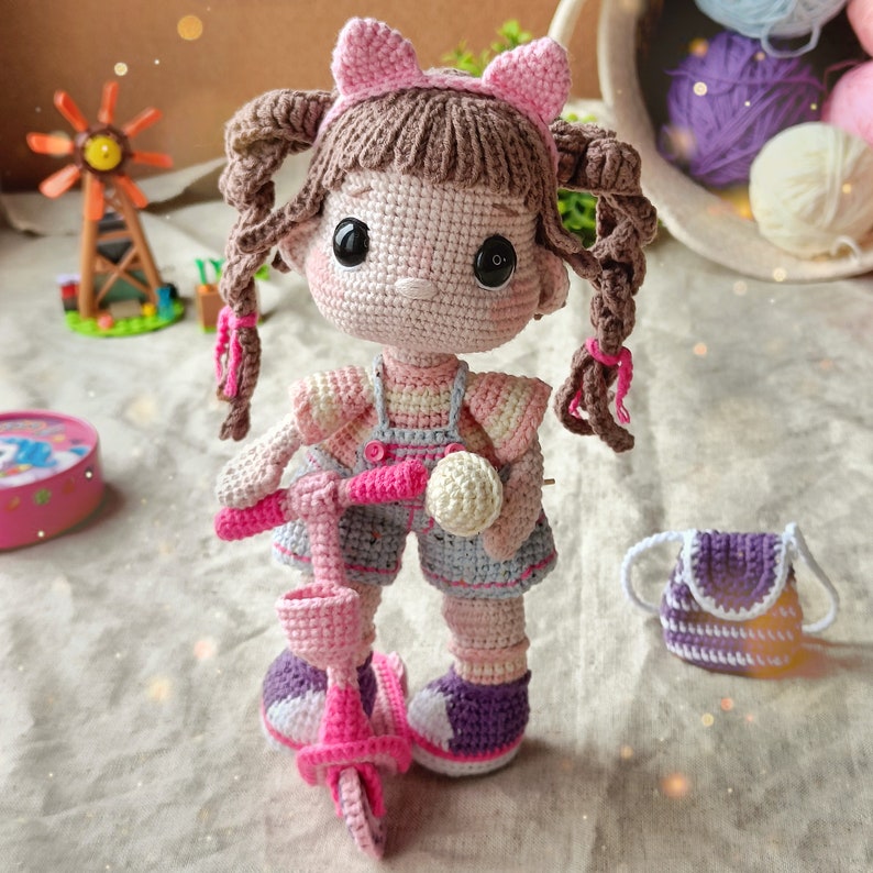 Сrochet amigurumi pattern Baby Doll Scooter Backpack Lollipop PDF English pattern doll diy crochet doll pattern amigurumi doll zdjęcie 5