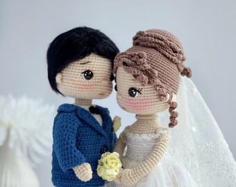 かぎ針編みの花嫁と花婿の人形のパターン：あみぐるみウェディング