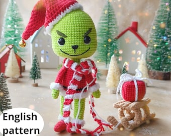 Patrón de amigurumi de duende navideño de crochet: Juguete malvado verde (Patrón PDF en inglés)
