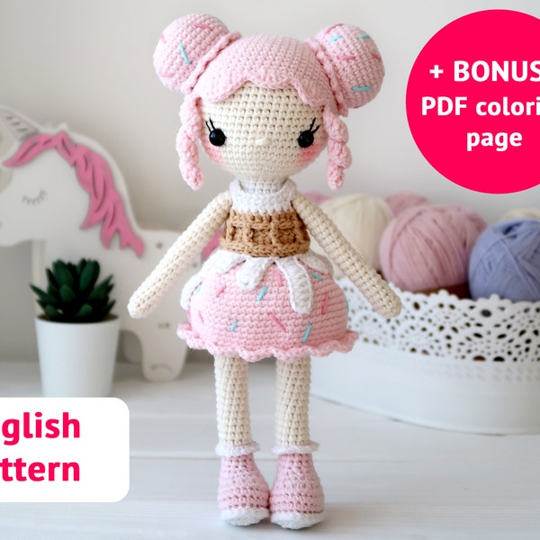 Sweet Candy Doll Crochet pattern PDF Amigurumi pattern Cute crochet doll pattern Amigurumi Ice cream doll