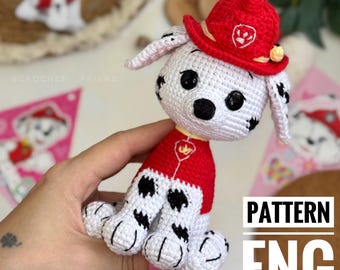 Patrón amigurumi de cachorro bombero en crochet ENG PDF Patrón superhéroe perro bombero