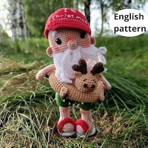 Navidad Crochet Amigurumi patrón Papá Noel en ropa de verano PDF Patrón inglés Decoración de regalo de Navidad Juguete de Navidad Muñeca de ganchillo