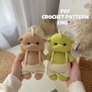 Crochet pattern dragon PDF in English amigurumi dragon Crochet animals crochet pattern  dragon