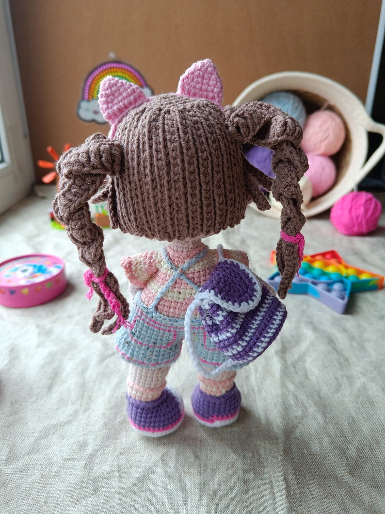 Сrochet amigurumi pattern Baby Doll Scooter Backpack Lollipop PDF English pattern doll diy crochet doll pattern amigurumi doll zdjęcie 7