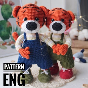 Crochet amigurumi pattern tiger and little plane PDF ENGLISH pattern Crochet tiger  crochet animal crochet tiger pattern amigurumi tiger