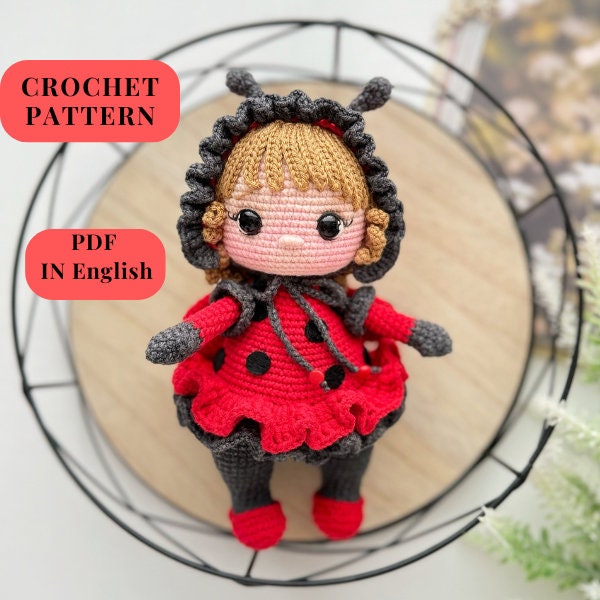 Ladybug PATTERN PDF in English crochet pattern amigurumi doll stuffed doll pattern amigurumi toy  little doll ladybug Insect patterns
