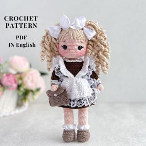 Pattern of the crochet doll PDF in English pattern of the amigurumicrochet doll pattern of the soft toy doll amigurumi doll in a dress