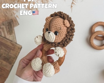 Crochet Lion Rattle Toy Pattern – Amigurumi Animal PDF