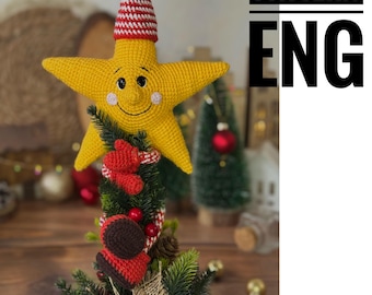 Amigurumi crochet PDF ENG pattern Christmas star on tree decoration