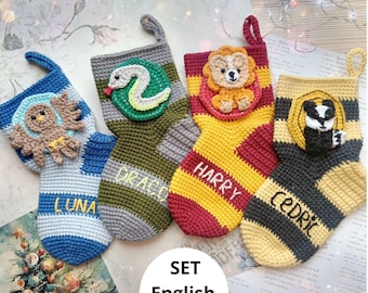 Crochet Christmas Socks Amigurumi Pattern Set: 4-in-1 Decor (ENG PDF)
