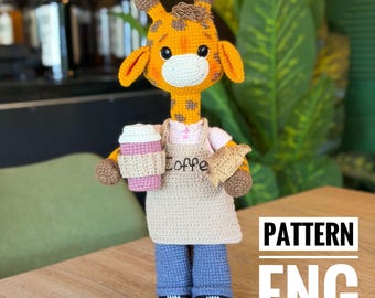Amigurumi crochet PDF ENG pattern barista giraffe