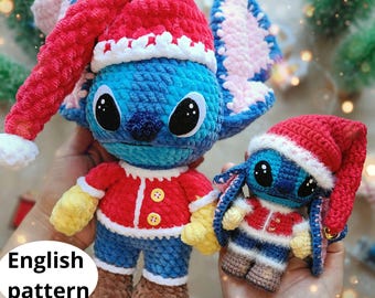 Christmas Crochet Amigurumi pattern Alien in a Santa costume PDF ENG