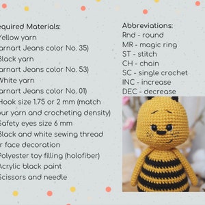 Crochet amigurumi pattern bee PDF ENGLISH pattern Crochet bee crochet animal crochet bee pattern amigurumi bee cute bee image 7