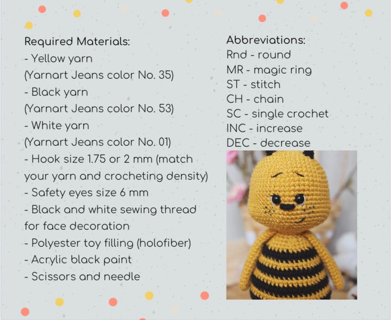 Crochet amigurumi pattern bee PDF ENGLISH pattern Crochet bee crochet animal crochet bee pattern amigurumi bee cute bee image 7