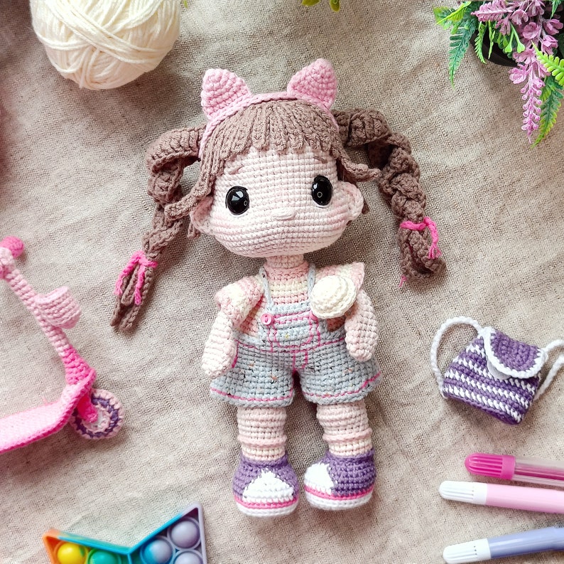 Сrochet amigurumi pattern Baby Doll Scooter Backpack Lollipop PDF English pattern doll diy crochet doll pattern amigurumi doll zdjęcie 10