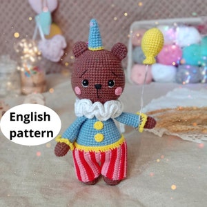 Crochet amigurumi pattern Circus Bear PDF English Circus diy Circus crochet gift Circus decor Circus Decor Diy