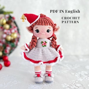 Christmas Elf Doll pattern of a crochet doll PDF in English pattern christmas doll pattern of a crochet doll amigurumi pattern of a soft